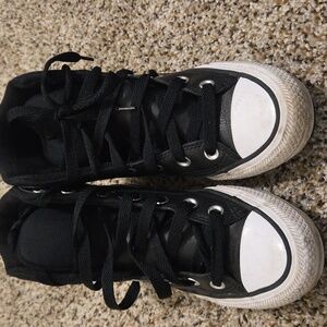 Womens Black Converse All Star High Top Leather Sneakers Size 6